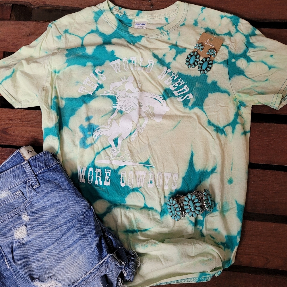 Cowboy Bleached Dye Cotton Shirt NWOT